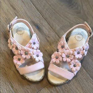 UGG Kids Light Pink Floral Sandals